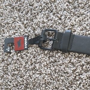 Tony Hawk Men's Black Leather Belt with Dark Metal Buckle